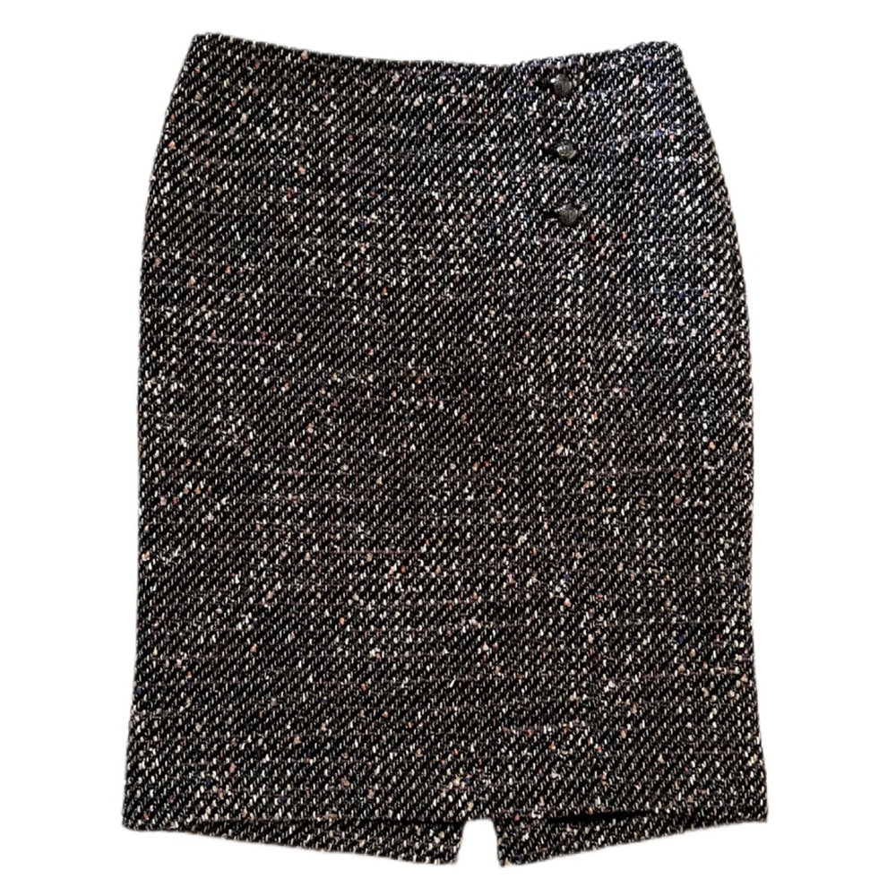 Talbots Elegant Tweed Skirt with Button Accents, Size 8